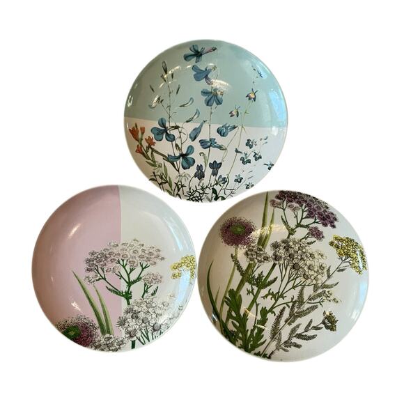 Set of 3 Bloomingville Floral Botanical 8.25" Appetizer Salad Plates - Picture 15 of 16